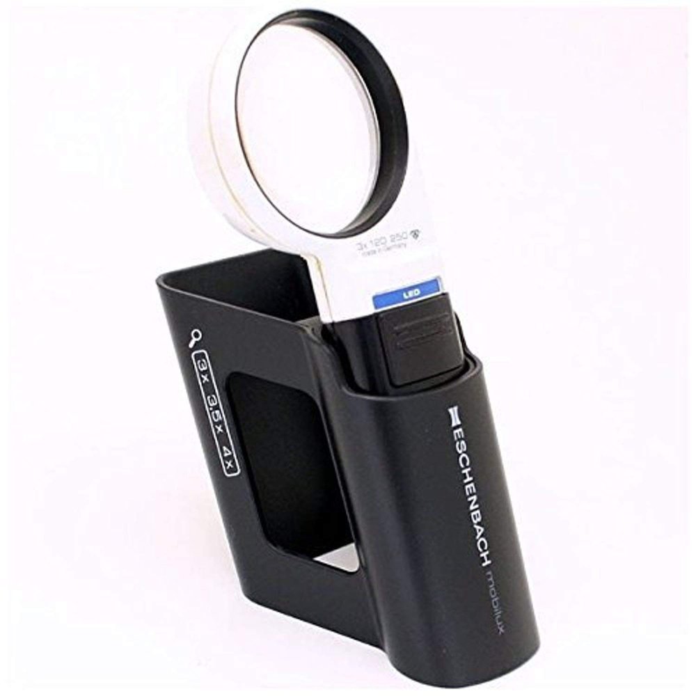 Eschenbach 1511-2M Mobilux LED + Mobase LED Wide Light Loupe & Dedicated Stand, 2.4 inches (60 mm) (3 Times)