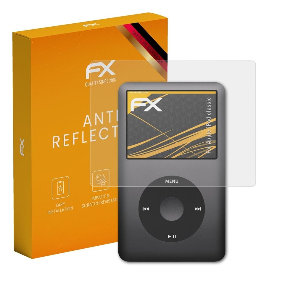 atFoliX Screen Protector compatible with Apple iPod classic Screen Protection Film, anti-reflective and shock-absorbing FX Protector Film (3X)