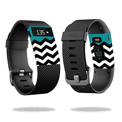 MightySkins Skin Compatible with Fitbit Charge HR Watch Cover wrap Sticker Skins Teal Chevron