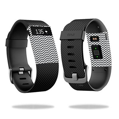 MightySkins Skin Compatible with Fitbit Charge HR Watch Cover wrap Sticker Skins Gray Chevron