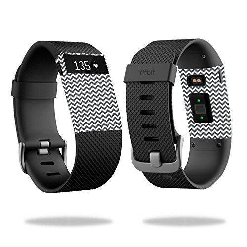 MightySkins Skin Compatible with Fitbit Charge HR Watch Cover wrap Sticker Skins Gray Chevron