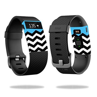 MightySkins Skin Compatible with Fitbit Charge HR Watch Cover wrap Sticker Skins Baby Blue Chevron