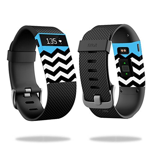 MightySkins Skin Compatible with Fitbit Charge HR Watch Cover wrap Sticker Skins Baby Blue Chevron