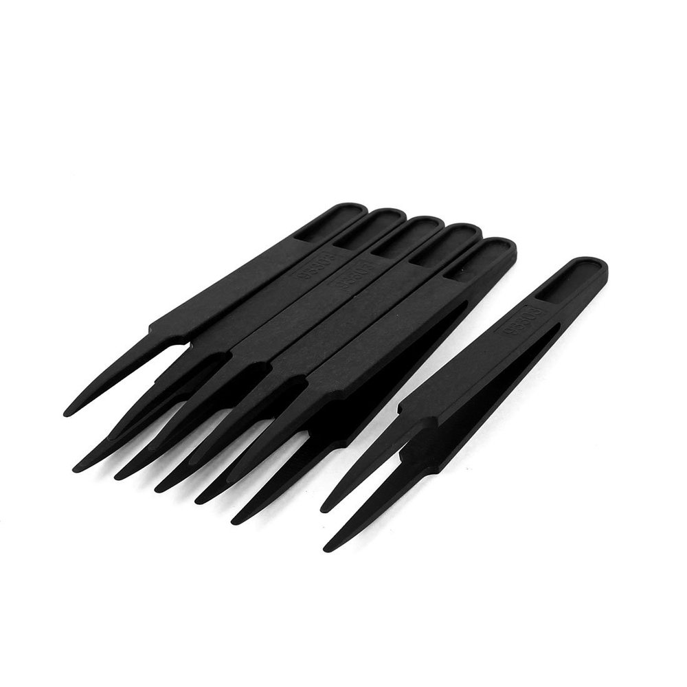 uxcell Plastic Anti-static Precision Tool Tweezers Pointy Tip 6 Pcs