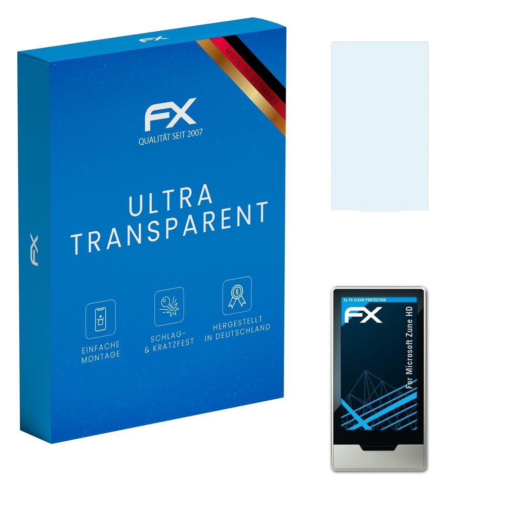 atFoliX Screen Protection Film compatible with Microsoft Zune HD Screen Protector, ultra-clear FX Protective Film (3X)