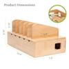 Prosumer's Choice Wooden Charging Station Organizer - 5-Port Base for Phones, Tablets and Laptops - Multi-Device Docking Station with Removable Divider Slots - Cord Box with Cable Management - Bamboo view 3