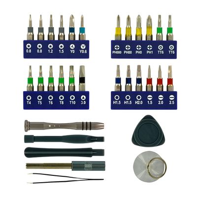 TIVOLY - Smartphone & Tablet Repair Kit - 32 Pieces - Bit Holder + Precision Bits + Extension + Screen Suction Cup + Removal Accessories