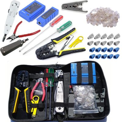 UbiGear Network/Phone Cable Tester + RJ11/RJ12/RJ45 Network Cable Crimper + RJ45 CAT5e Connectors Plugs/Boots Stripper Network Tool Kits (Premium 568 Tool Kits)