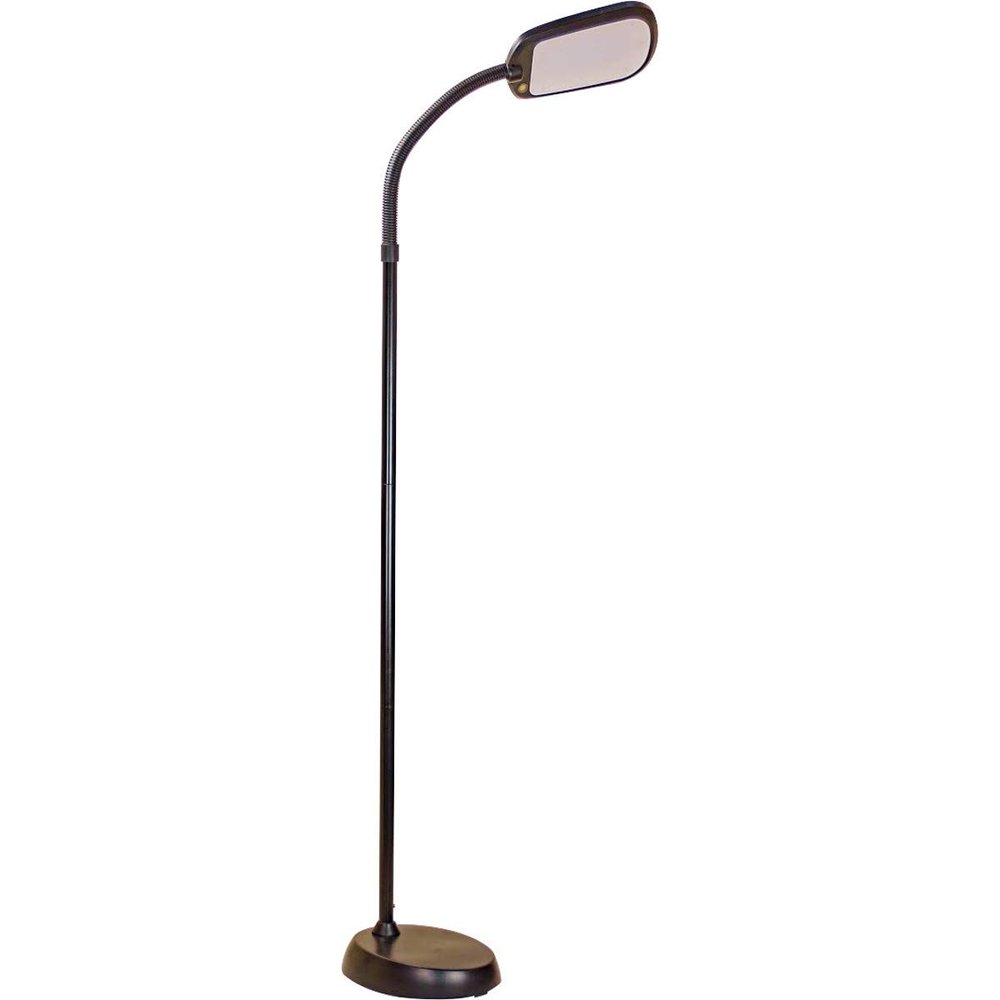 LED Floor Lamp Bright-Reader Full Spectrum by Home Concept Hi-Output 2,100 LUX, Dimmable, Energy Efficient 12w, 6,400k (for Reading, Knitting, Hobbies) Black Color with adjustable goose-neck