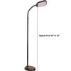 LED Floor Lamp Bright-Reader Full Spectrum by Home Concept Hi-Output 2,100 LUX, Dimmable, Energy Efficient 12w, 6,400k (for Reading, Knitting, Hobbies) Black Color with adjustable goose-neck view 2