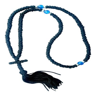 Iconsgr Handmade Christian Orthodox Blessed Waxed Komboskoini Prayer Rope 150 Knots Pentant