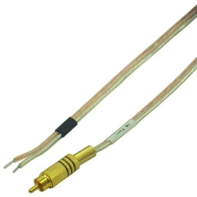 16 AWG Speaker wire with Gold RCA Male - Black, 25 Foot