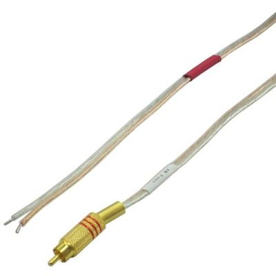 16 AWG Speaker wire with Gold RCA Male - Red, 6 Foot