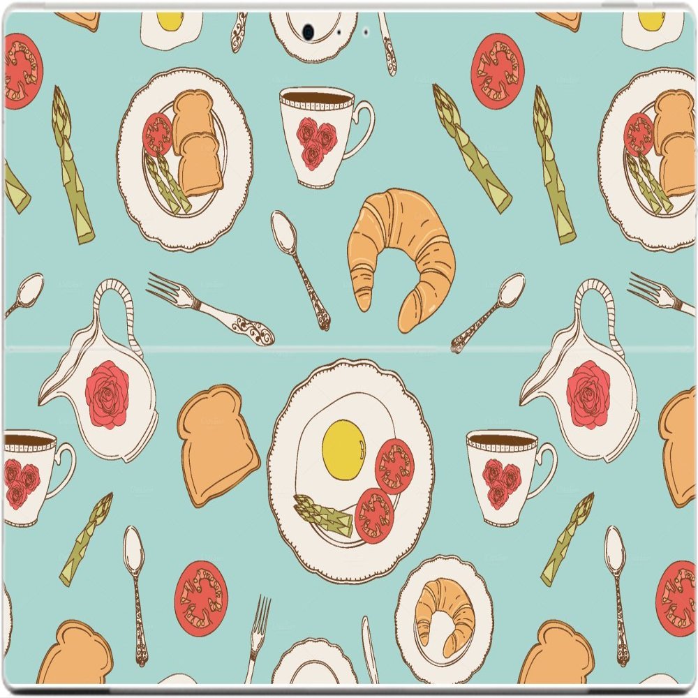Fun Breakfast Food Pattern Wallpaper Vinyl Decal Sticker Skin by Debbie's Designs for Surface Pro 3