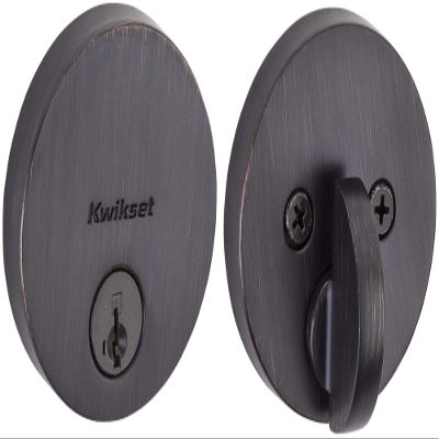 Kwikset 92580-003 258 Uptown Low Profile Slim Round Modern Contemporary Single Cylinder Deadbolt Door Lock featuring SmartKey Security Venetian Bronze