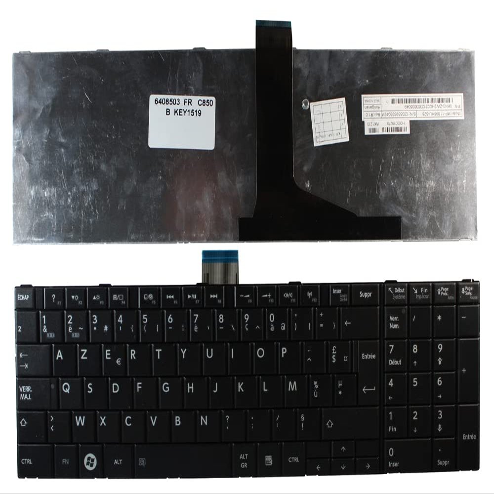 Power4Laptops French Layout Black Replacement Laptop Keyboard Compatible with Toshiba Satellite C850-13X