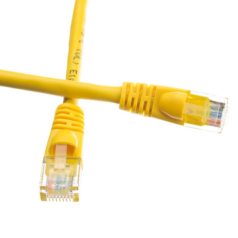 Cat6a Ethernet Patch Cable, Snagless/Molded Boot, Yellow, 50 Feet, 2 Pack (ED700195)