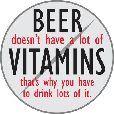 Beer Doesn't Have A Lot of Vitamins, That's Why You Have to Drink Lots of It Funny Vinyl Sticker 5 Inch, Indoor/Outdoor
