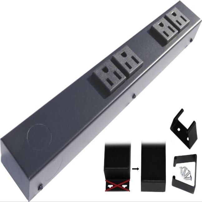 12 Hardwired Power Strip (NO Power Cord), 4 Horizontal Outlets (NOT Tamper Resistant), NO Ears (Without mounting tabs on Both Ends), 15A (NOT a 20 Amp Unit), Black