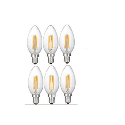 Best to Buy (6-PACK) 6W Dimmable LED Filament Candle Light Bulb,3000K Warm White 600LM,E12 Candelabra Base Lamp Bullet Top,60W Incandescent Replacement