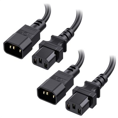 Cable Matters 2-Pack 18 AWG 10A Computer to PDU Power Extension Cord, 10ft