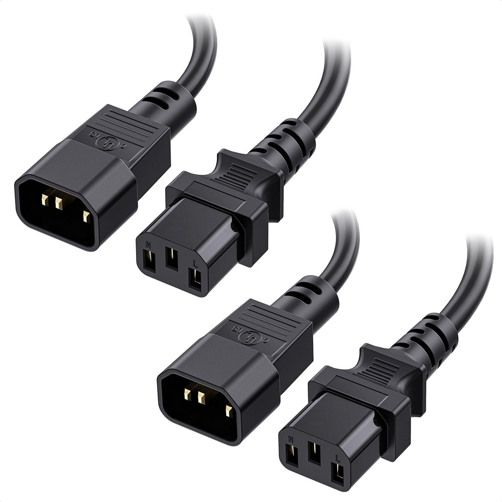 Cable Matters 2-Pack 18 AWG 10A Computer to PDU Power Extension Cord, 10ft