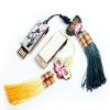 Mother of Pearl 8GB Swivel Thumb Flash Drive Memory Stick USB 2.0 Purple Orchid Flower Butterfly String Strap Lanyard Korean Macrame Tassel Executive Gift view 1