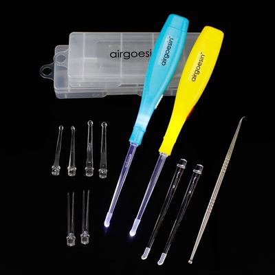 Airgoesin 2 Sets Lighted Tonsil Stone Removing Tool, with Case, 1 Stainless Steel Tonsil Tonsillolith Pick