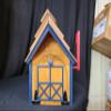 Amish Handmade Handcrafted Rural Mailbox w Flag Wood Roof Log Cabin Dk Blue view 3