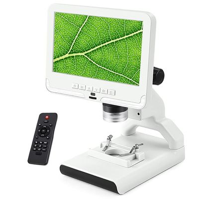 200X Magnification Digital Microscope, 1080P Video Microscope 12MP Resolution, 7.0 Inch Screen, Adjustable LED Lights, Fit Use Student Discovery(White) (White)