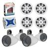 4 x Kicker 49KM604W 6.5" Boat Coaxial White Speaker Package + 4 Kicker 12KMTESW Marine White Tower Enclosure + Waterproof Bluetooth Amplifier with Amp Installation Kit view 1
