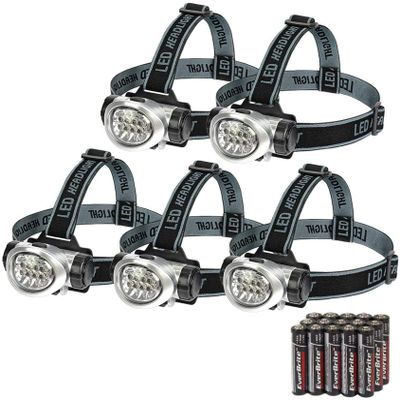 EverBrite 5 Pack LED Headlamp, Pivoting Head with Adjustable Headband