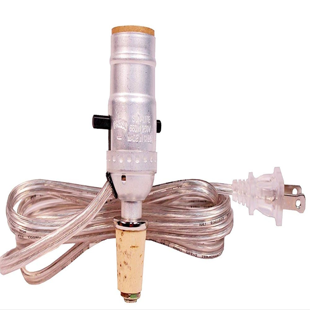 Creative Hobbies M992S Wine Bottle Lamp Making Kit is Pre-Wired and Easy to Use! Silver Color Cord & Socket