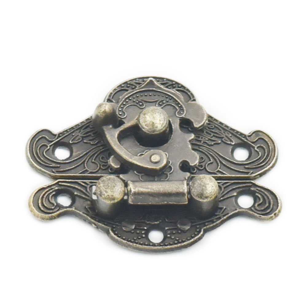Fujiyuan 10 pcs Box Latch Hook Lock Catch Cabinet Wooden 38mmx29mm Trunk Suitcase Decorative Jewelry Gift Hasp Furniture Screws