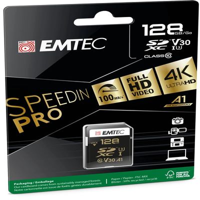 Emtec SPEEDIN Class 10 UHS-1 U3 V30 SD Memory Card (128GB)