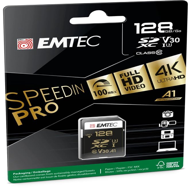 Emtec SPEEDIN Class 10 UHS-1 U3 V30 SD Memory Card (128GB)