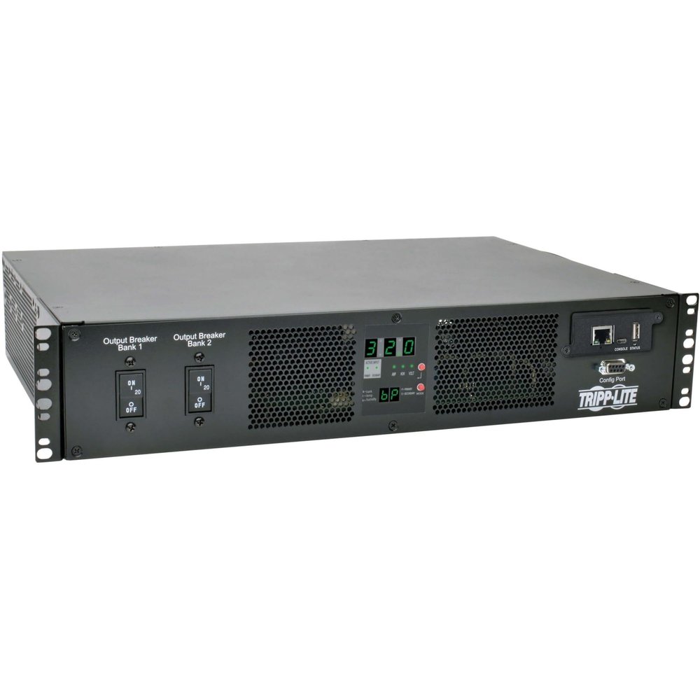 Tripp Lite Switched PDU with ATS, 7.4kW 230V Outlets (16 C13 & 2 C19), 2 IEC309 32A Blue Cords, 2U Rack-Mount, TAA (PDUMH32HVATNET)