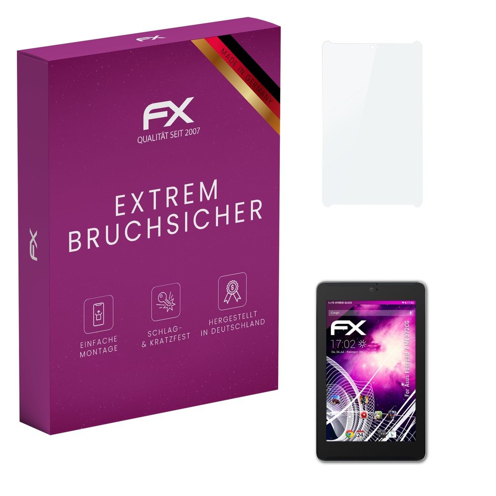 atFoliX Plastic Glass Protective Film compatible with Asus Fonepad 7 ME372CG, 9H Hybrid-Glass FX Screen Protector