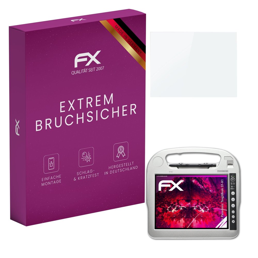 atFoliX Plastic Glass Protective Film compatible with Panasonic ToughBook CF-H1, 9H Hybrid-Glass FX Screen Protector