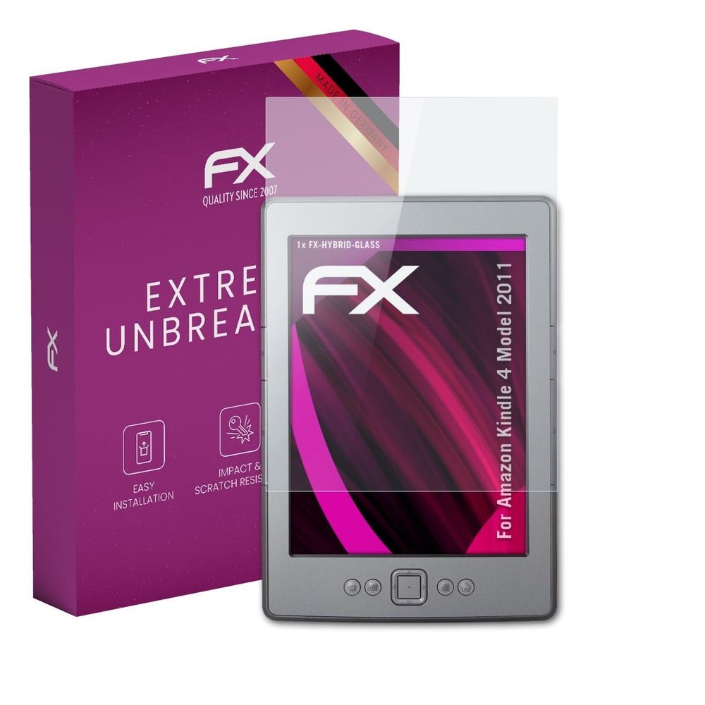 atFoliX Plastic Glass Protective Film compatible with Amazn Kindl 4 Model 2011, 9H Hybrid-Glass FX Screen Protector