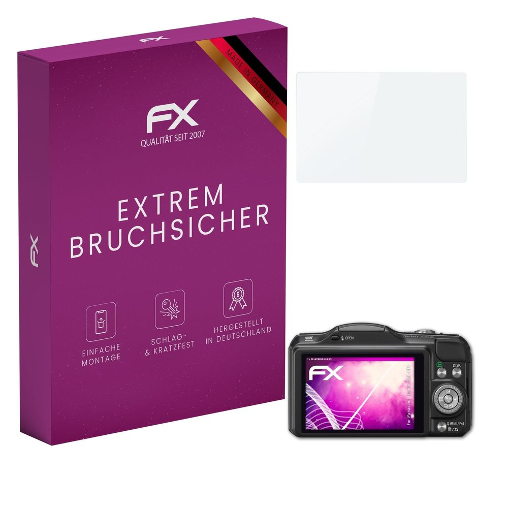 atFoliX Plastic Glass Protective Film compatible with Panasonic Lumix DMC-GF5, 9H Hybrid-Glass FX Screen Protector