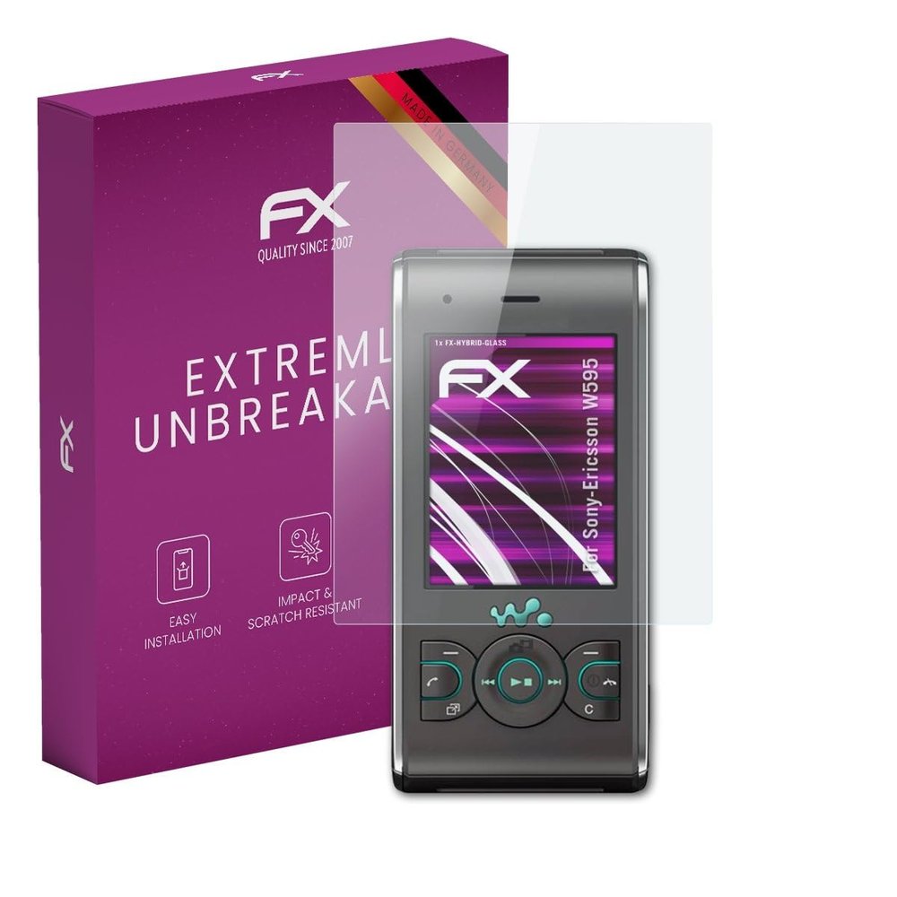 atFoliX Plastic Glass Protective Film compatible with Sony-Ericsson W595, 9H Hybrid-Glass FX Screen Protector