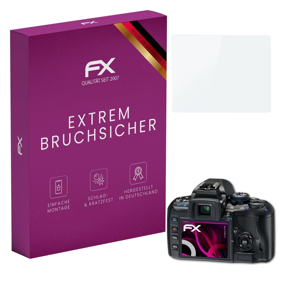 atFoliX Plastic Glass Protective Film compatible with Olympus E-420, 9H Hybrid-Glass FX Screen Protector
