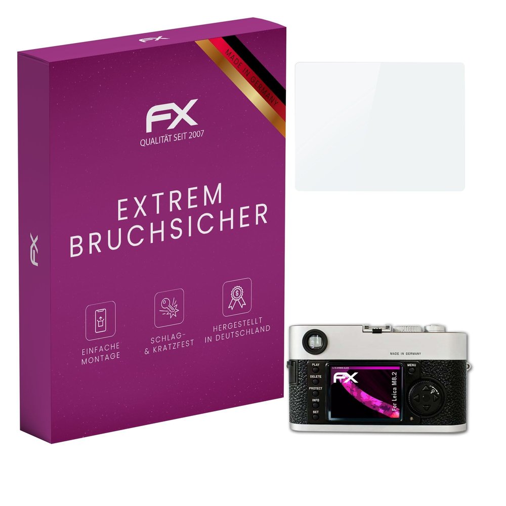 atFoliX Plastic Glass Protective Film compatible with Leica M8.2, 9H Hybrid-Glass FX Screen Protector