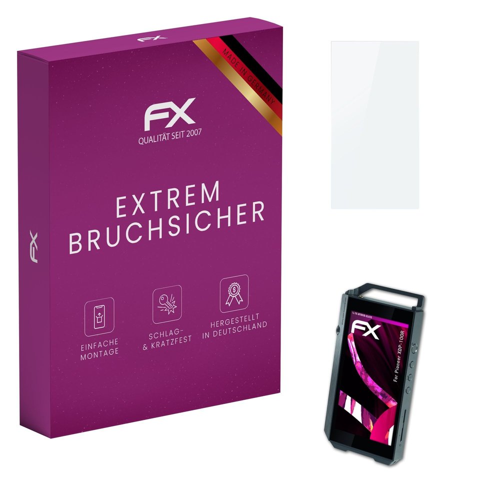atFoliX Plastic Glass Protective Film compatible with Pioneer XDP-100R, 9H Hybrid-Glass FX Screen Protector