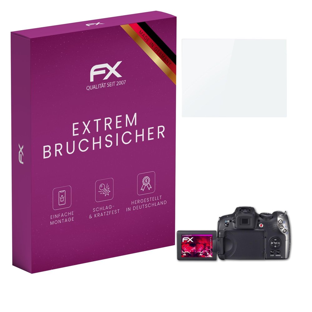 atFoliX Plastic Glass Protective Film compatible with Canon PowerShot SX20 IS, 9H Hybrid-Glass FX Screen Protector