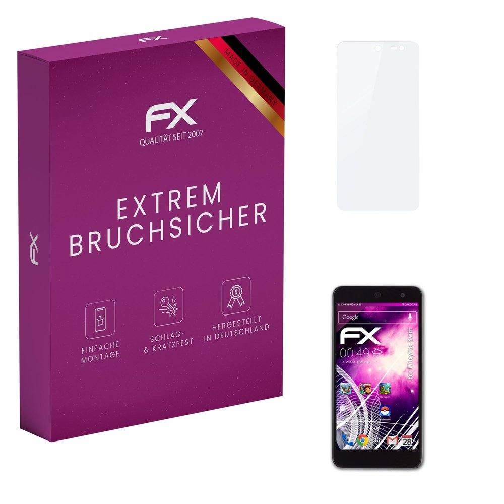 atFoliX Plastic Glass Protective Film compatible with WileyFox Swift, 9H Hybrid-Glass FX Screen Protector