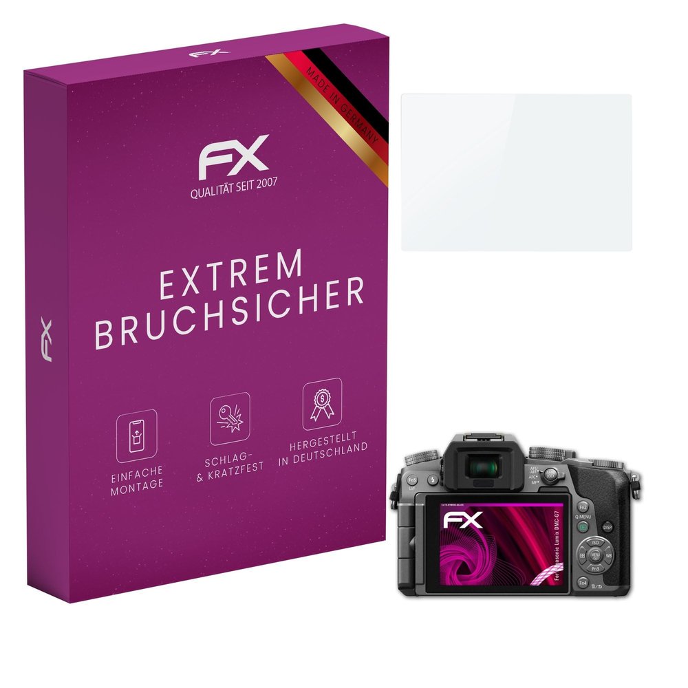 atFoliX Plastic Glass Protective Film compatible with Panasonic Lumix DMC-G7, 9H Hybrid-Glass FX Screen Protector