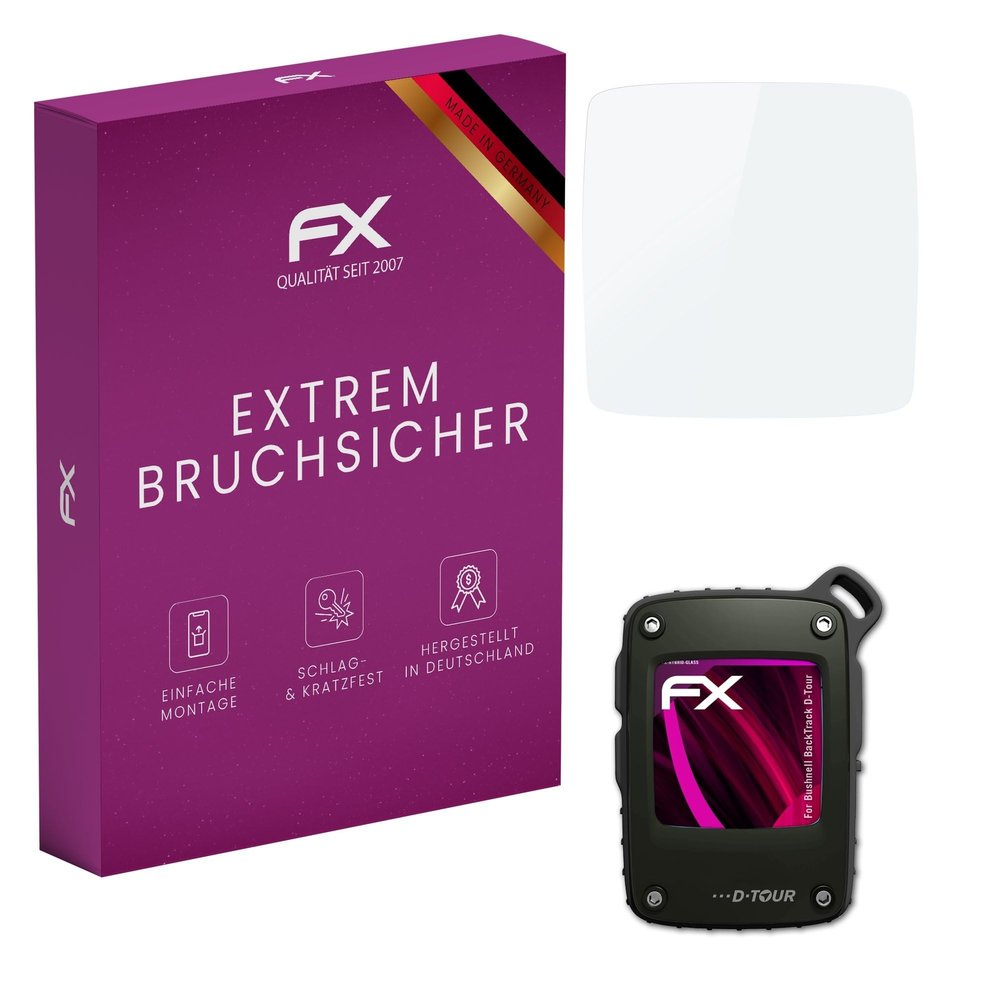 atFoliX Plastic Glass Protective Film compatible with Bushnell BackTrack D-Tour, 9H Hybrid-Glass FX Screen Protector