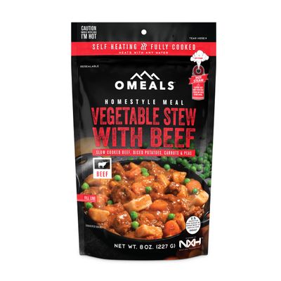 OMEALS Vegetable Stew w/Beef MRE-Sustainable Premium Outdoor Food-Extended Shelf Life-Fully Cooked w/Heater-No Refrigeration-Perfect for Outdoor Enthusiasts, Travelers, Emergency Supplies-USA Made